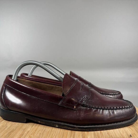 S G.H. Bass Weejuns Burgundy Leather Penny Loafers Mens Size 8.5 D - Picture 1 of 8
